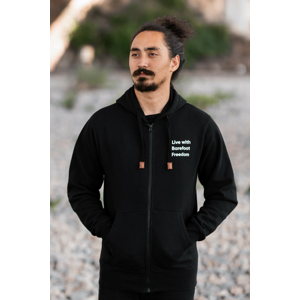 Mikina - Live with Barefoot Freedom - Full zip - Black m
